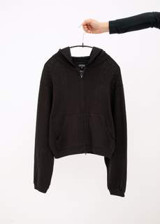 261 Eyelet Rib Lightweight Ivel Hoodie (Black)