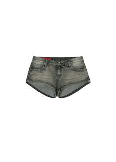 JEWEL DENIM SHORTS, GRAY