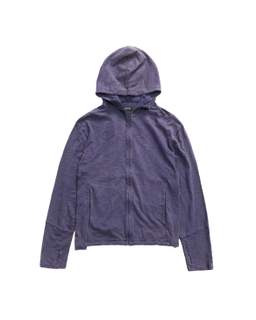 ASYMMETRIC BLEACHED HOODED ZIP UP (DARK PURPLE)