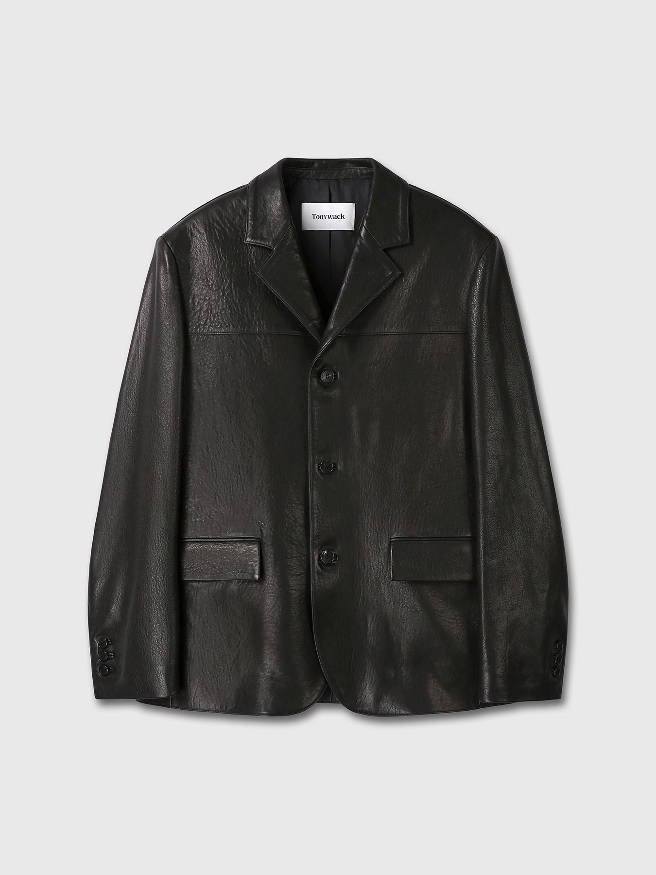 VINTAGE LAMB LEATHER BLAZER JACKET_ BLACK