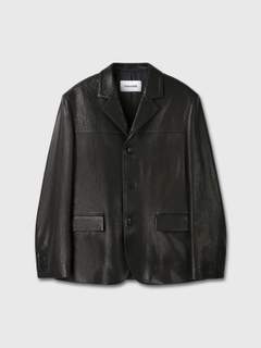 VINTAGE LAMB LEATHER BLAZER JACKET_ BLACK