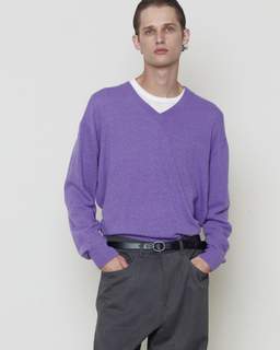 Extra Super Fine V Neck Knit, Purple