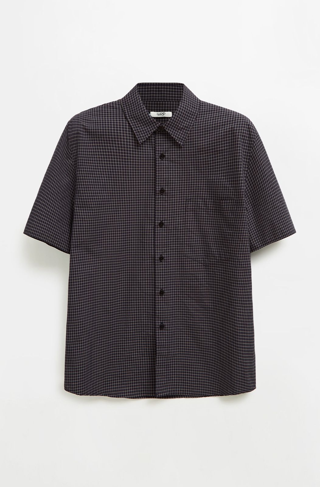 스테레오 깅엄 체크 하프 셔츠 VINTAGE BLACK