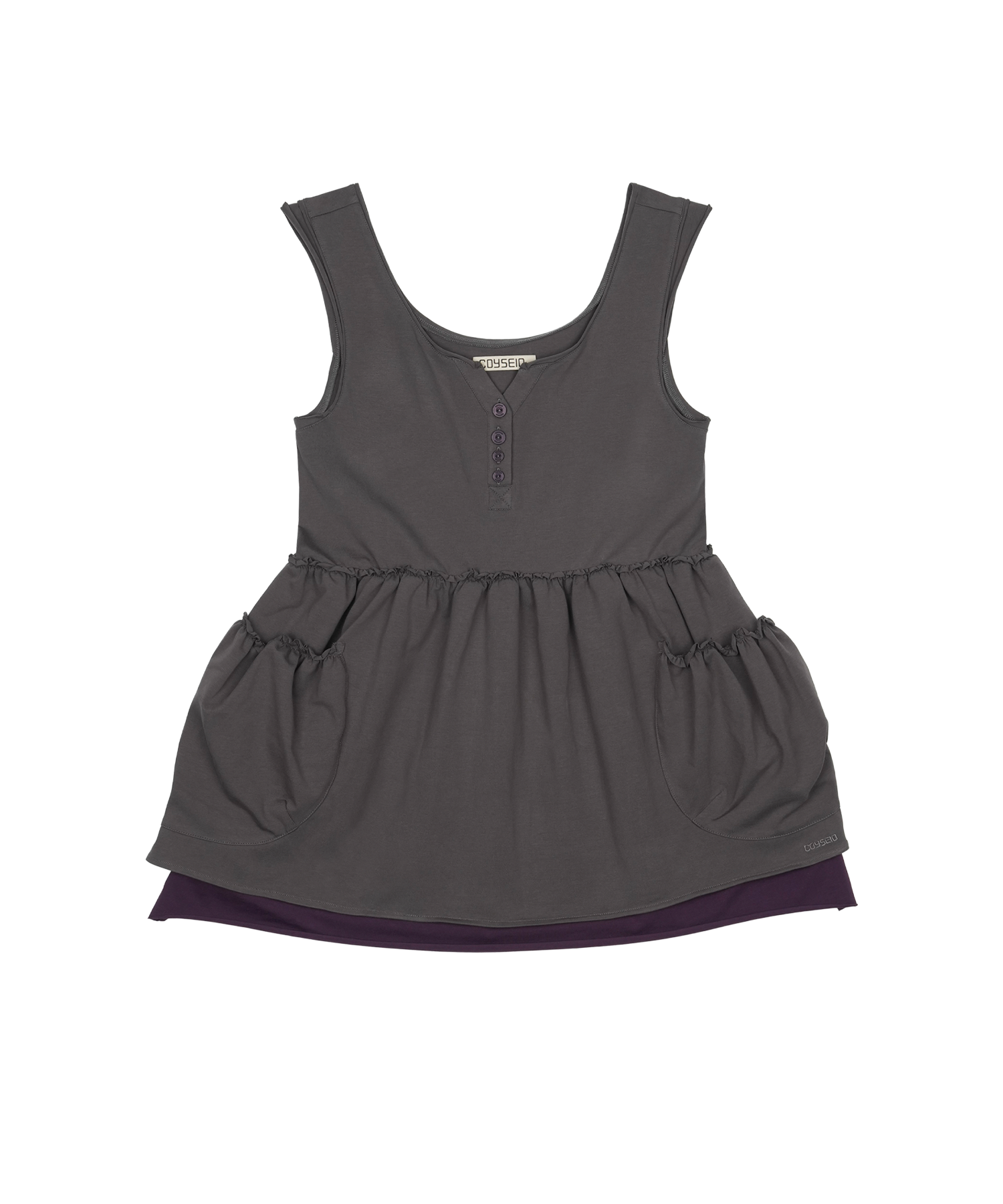 SHIRRING POCKET SLEEVELESS CHARCOAL