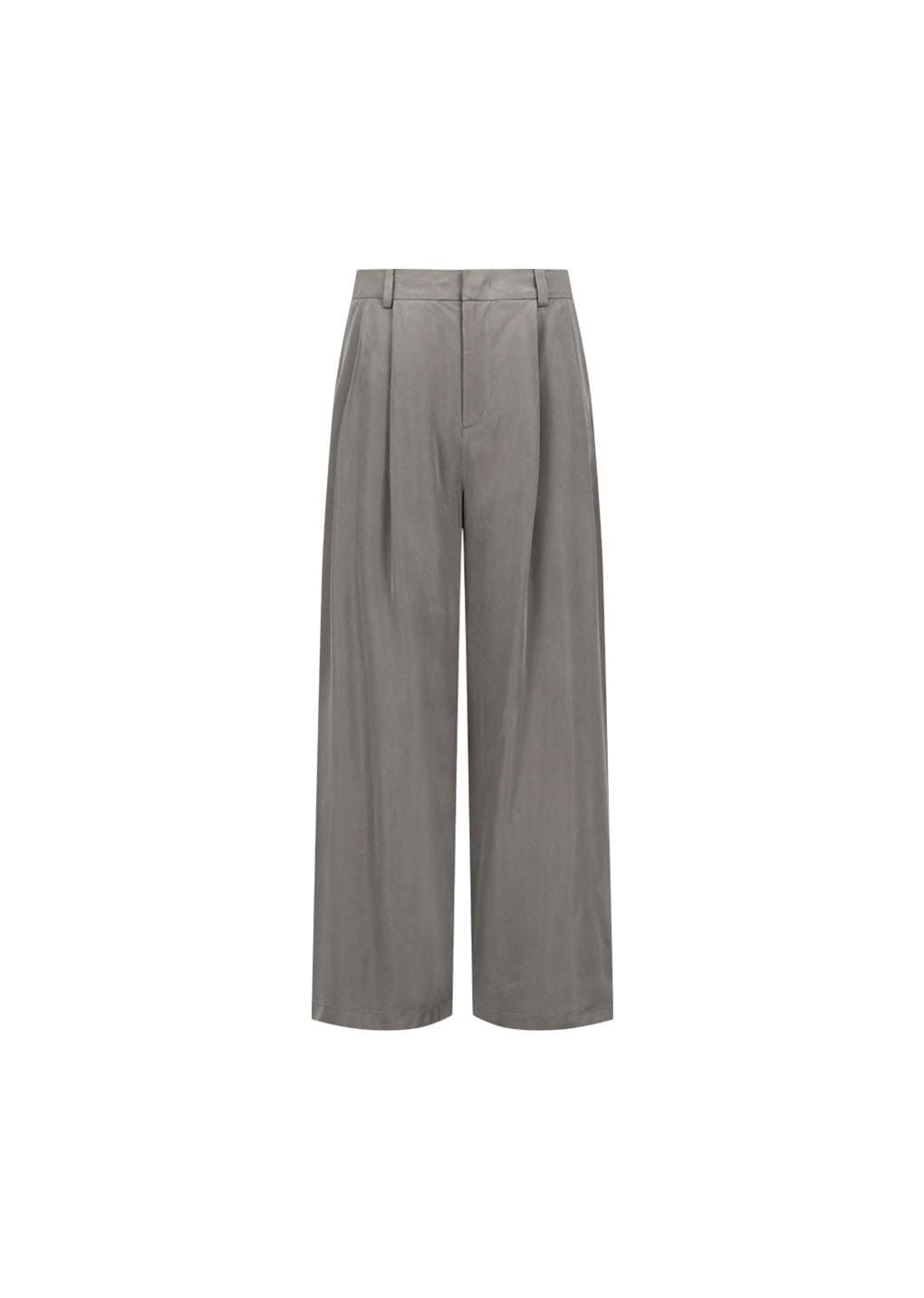 Men's Cupro Two Tuck Wide Pants, Grey