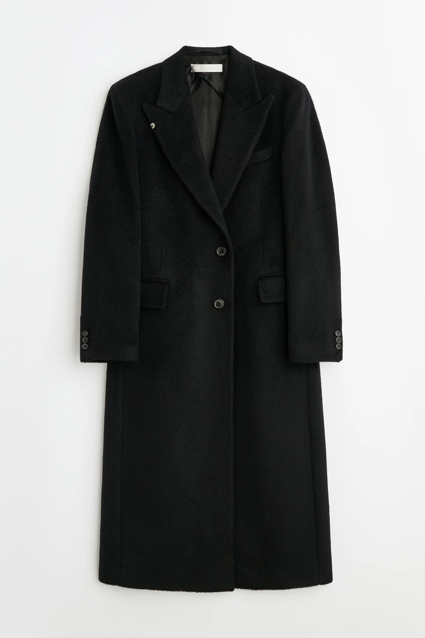 Manta Coat Black Hairy Wool
