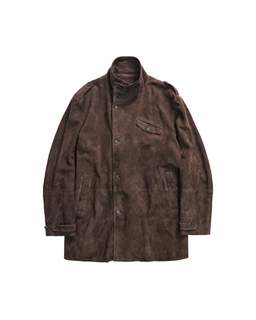 HERITAGE DOUBLE LEATHER MIDI JACKET (WASHED BROWN)